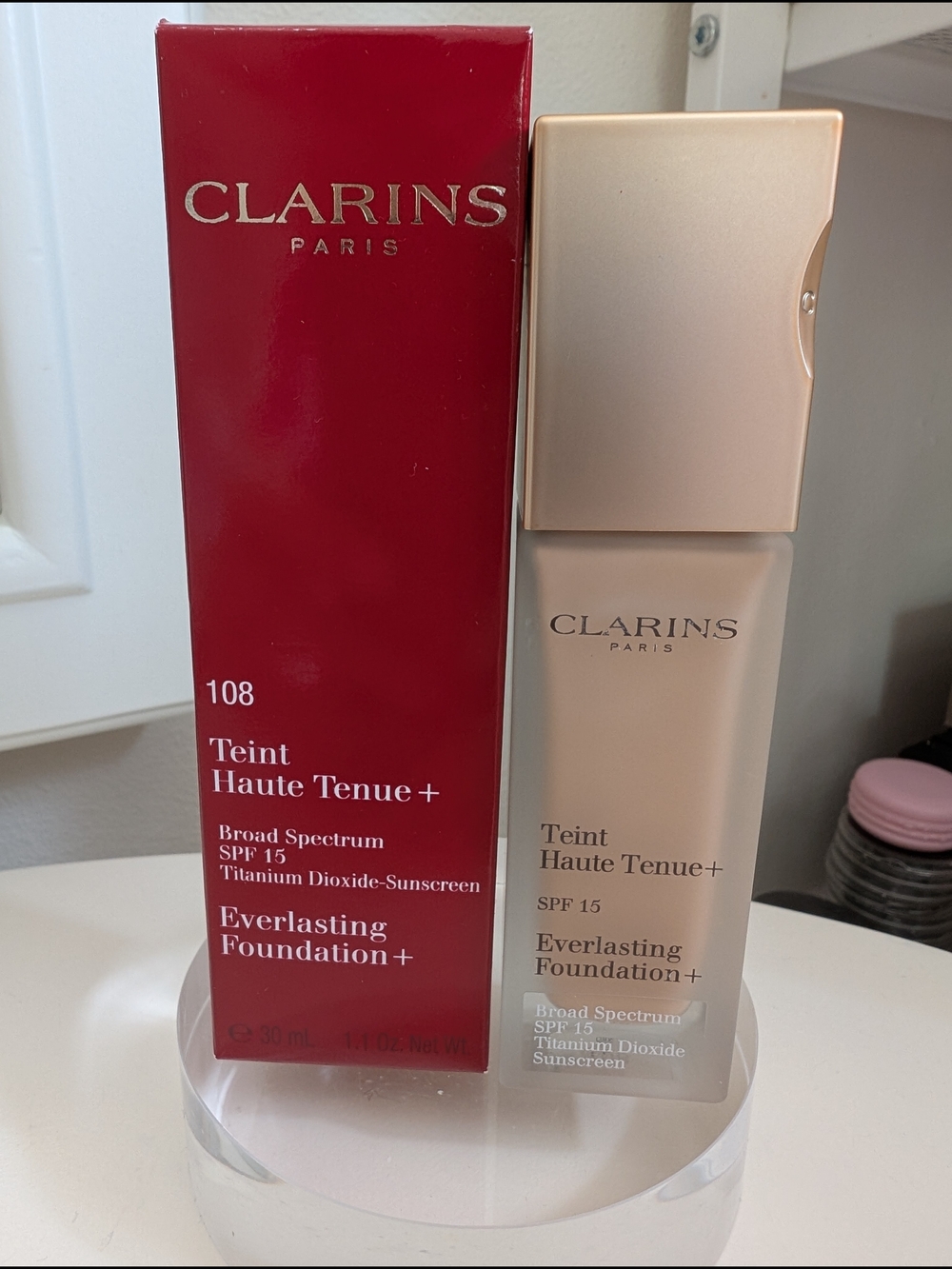 Clarins Everlasting Foundation+ SPF15 Shade 108 New In Box
